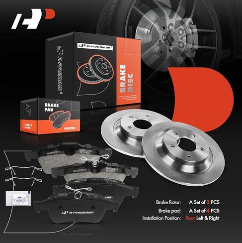A-Premium 11.88 inch (301.7mm) Rear Solid Disc Brake Rotors + Ceramic Pads Kit Compatible with Select Mazda Models - 5 2006-2010/2012-2017, 6-PC Set in Saudi Arabia