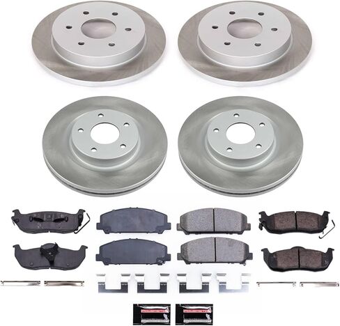 PowerStop Front and Rear Brake Kit For INFINITI QX56 2008-10 |Nissan Armada 2007-11 |TITAN 2008-10 - Ceramic Brake Pads + Semi Coated Rotors Replacement, SC2805 in Saudi Arabia