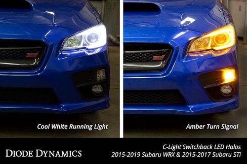 صمام ثنائي ديناميكي أبيض + إشارة C-Light DRL LED Halo متوافق مع المصباح الأمامي Subaru WRX/STi 2015-2021 (USDM) in Kuwait