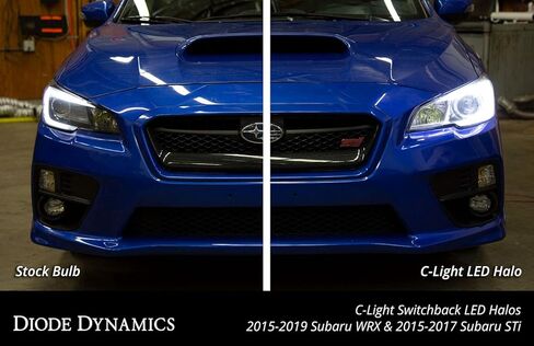 صمام ثنائي ديناميكي أبيض + إشارة C-Light DRL LED Halo متوافق مع المصباح الأمامي Subaru WRX/STi 2015-2021 (USDM) in Kuwait
