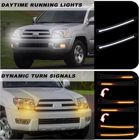 LED Front Side Marker Headlight Kit for Toyota 4Runner 2003 2004 2005 | Switchback White DRL & Amber Sequential Turn Signal | 2-Piece Replacement Bumper Grill Trim Assembly in Saudi Arabia