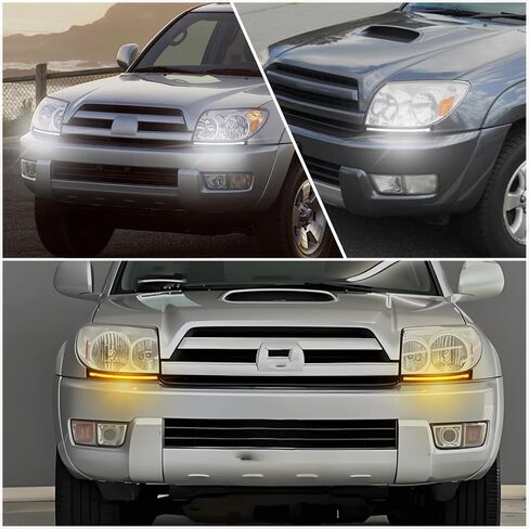 LED Front Side Marker Headlight Kit for Toyota 4Runner 2003 2004 2005 | Switchback White DRL & Amber Sequential Turn Signal | 2-Piece Replacement Bumper Grill Trim Assembly in Saudi Arabia