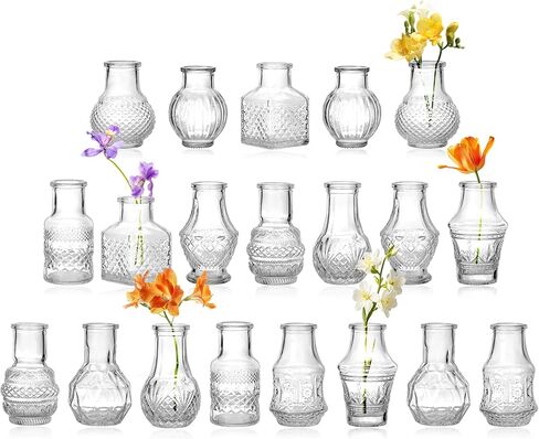 20 Pcs Mini Bud Vases Small Glass Vases for Flowers, Centerpieces, Party Decor Have Assorted Sizes Add a Touch of Elegance to Your Room in Kuwait