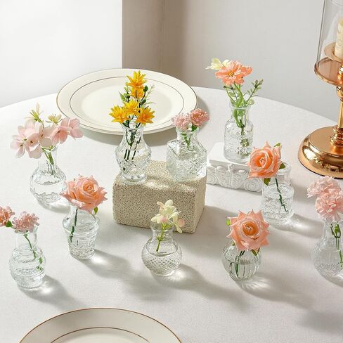 20 Pcs Mini Bud Vases Small Glass Vases for Flowers, Centerpieces, Party Decor Have Assorted Sizes Add a Touch of Elegance to Your Room in Kuwait