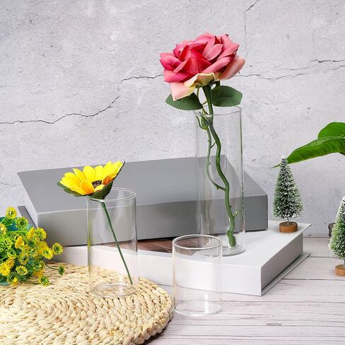 Clear Glass Cylinder Vase, 5.9" Tall and 2" Dia Tabletop Flowers Vase Floating Candle Holder Vase for Home Decor Wedding Centerpieces(8oz) in Saudi Arabia