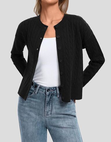 ATHMILE Cropped Cardigan Sweaters for Women Long Sleeve Button Up Cable Knit Lightweight Cardigan Spring Clothes 2026 in Saudi Arabia