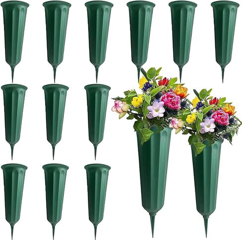 مزهريات المقبرة للقبر مع المسامير حامل زهرة المقبرة للمقبرة حامل زهرة المقبرة المزهريات البلاستيكية لتزيين الزهور للقبر 24 قطعة in Kuwait