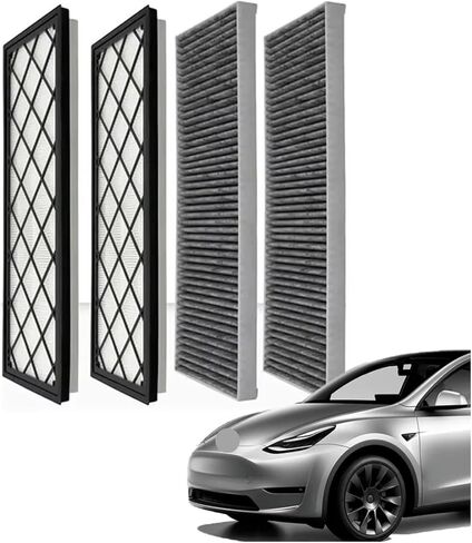 4PCS Air Conditioning Filter Compatible For Tesla Model Y Activated Carbon Cartridge External Upper And Lower Layer Filters in Kuwait