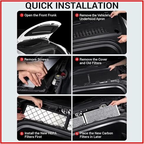 4PCS Air Conditioning Filter Compatible For Tesla Model Y Activated Carbon Cartridge External Upper And Lower Layer Filters in Kuwait