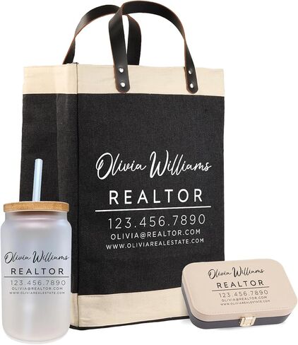 VANESSA ROSELLA Personalized Realtor Business Cotton Canvas Jute Bag Custom Swag Real Estate Agent Bulk Gift Burlap in Kuwait