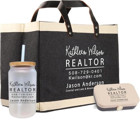 VANESSA ROSELLA Personalized Realtor Business Cotton Canvas Jute Bag Custom Swag Real Estate Agent Bulk Gift Burlap in Saudi Arabia