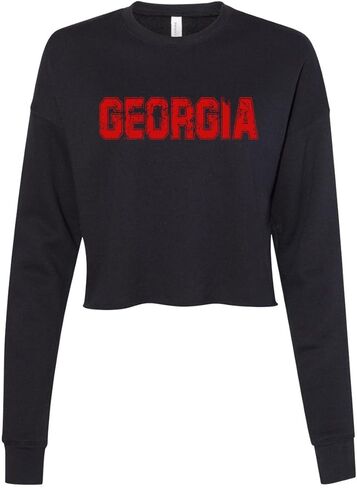 شركة Trenz Shirt Company فريق جورجيا لكرة القدم، اللون المتعثر، اسم ولاية جورجيا، بولدوج للسيدات، طاقم من الصوف in Saudi Arabia