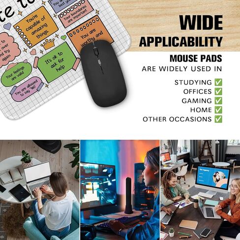 Note to Self Funny Mental Health Awareness Square Non-Slip Waterproof Stitched Edge Mouse Pad, for Wireless Mouse Computers Home, Gifts for Psychologist Counselor Therapist, Self Love Present in Saudi Arabia