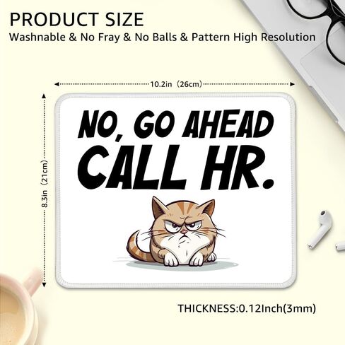 No Go Ahead Call HR Non-Slip Mouse Pad with Stitched Edge, Funny Sarcastic HR Joke Mousepad Gifts for Coworkers Boss, Human Resources Present, Hr Manager Gifts, Unique Teammates Gifts Idea in Kuwait