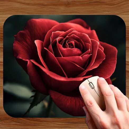 Rose Flower Love Mouse Pad Mat Mousepad for Desk Computer Laptop PC Gaming Home or Office Gift Valentine's for Her Roses (Red 1 MP72) in Saudi Arabia