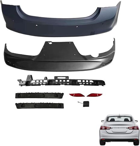 Malibu Rear Upper & Lower Bumper Cover Kit Compatible with 2016 2017 2018 2019 2020 Ch-evy Malibu Premier, LT, L, Hybrid Sedan With Red Reflectors Without Sensor Holes in Kuwait