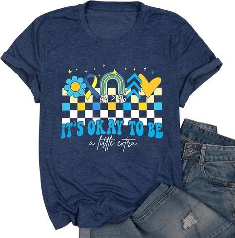 Down Syndrome Awareness Shirt Women The Lucky Few Shirt World Down Syndrome Day Short Sleeve Tops in Kuwait