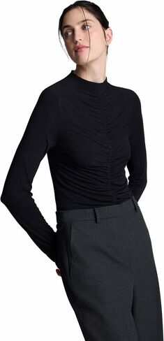 Kenneth Cole Womens Long Sleeve Ruched Turtle Neck Knit Top in Saudi Arabia