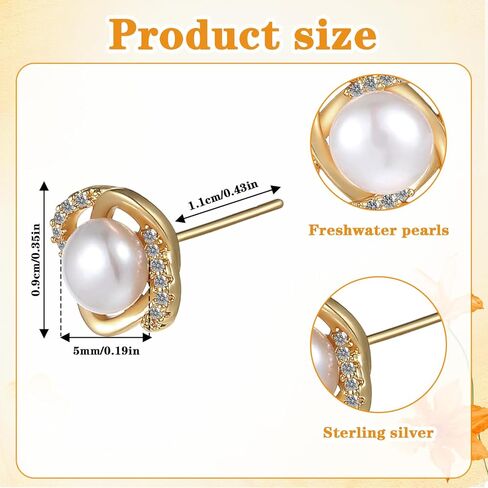 Yolev Pearl Stud Earrings for Women Gold Knot Pearl and Diamond Earrings Cute Elegant Small Pearls Earrings 18K Gold Plated Sterling Silver Post with two earplugs for Bridal Wedding Prom Jewelry Gift in Saudi Arabia