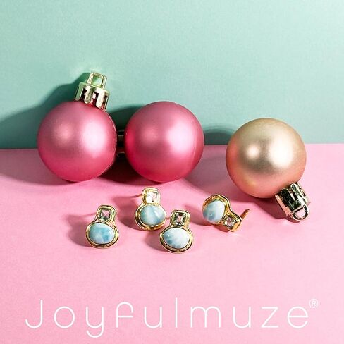 أقراط من الأحجار الكريمة لاريمار جمشت أخضر من الفضة الإسترليني 925، ذهب أصفر عيار 18 قيراط، أقراط عيد ميلاد مصنوعة يدويًا للنساء، أحجار طبيعية in Kuwait