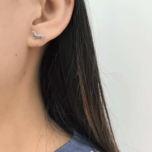 Lovely Dachshund Dog Sleeper Stud Earrings for Women Cartilage Stainless Steel Tiny Puppy Animal Pet Screw Flat Back Tragus Helix Small Studs Earring 18G Post Minimalist Cute Christmas Birthday Jewelry Gifts for Daughter Niece in Saudi Arabia