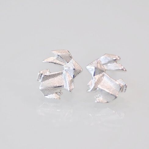 Origami Bunny Rabbit Earrings in Sterling Silver 925 in Kuwait