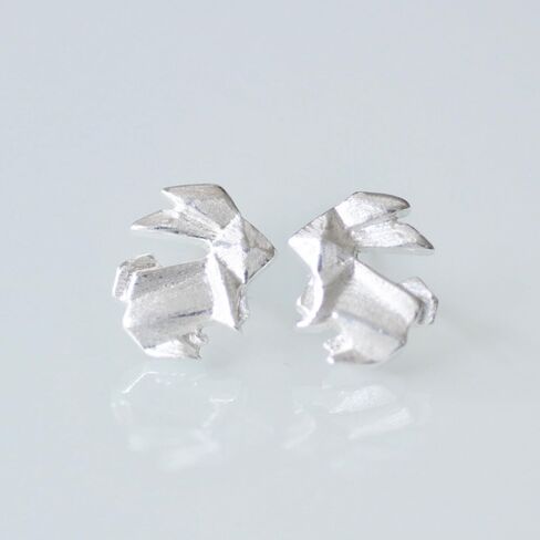 Origami Bunny Rabbit Earrings in Sterling Silver 925 in Kuwait