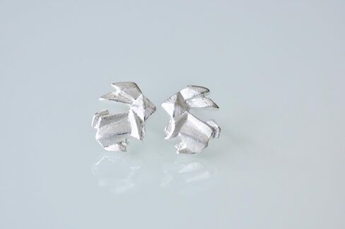 Origami Bunny Rabbit Earrings in Sterling Silver 925 in Kuwait