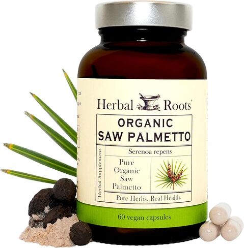 Herbal Roots Organic Saw Palmetto Capsules | 1,000mg per Serving | 60 Organic Vegan Capsules in Kuwait