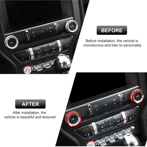 2PCS Aluminum Red Air Conditioning Knob Trim Ring for 2015-2023 Ford Mustang Interior Accessories in Saudi Arabia