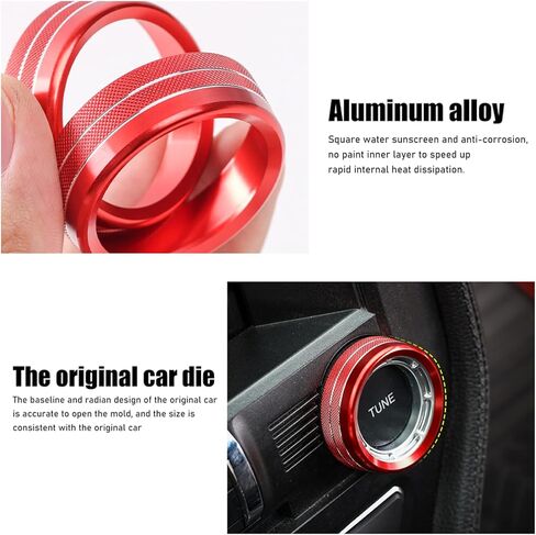 2PCS Aluminum Red Air Conditioning Knob Trim Ring for 2015-2023 Ford Mustang Interior Accessories in Saudi Arabia