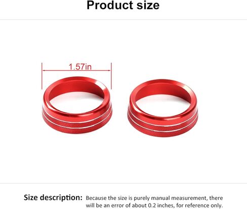 2PCS Aluminum Red Air Conditioning Knob Trim Ring for 2015-2023 Ford Mustang Interior Accessories in Saudi Arabia