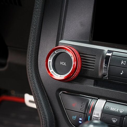 2PCS Aluminum Red Air Conditioning Knob Trim Ring for 2015-2023 Ford Mustang Interior Accessories in Saudi Arabia