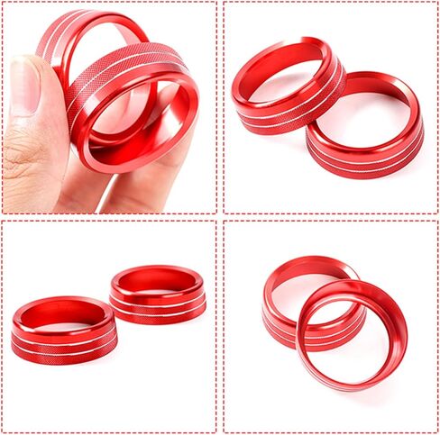 2PCS Aluminum Red Air Conditioning Knob Trim Ring for 2015-2023 Ford Mustang Interior Accessories in Saudi Arabia
