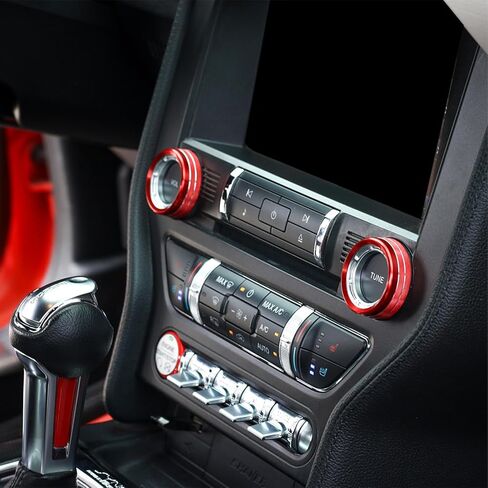 2PCS Aluminum Red Air Conditioning Knob Trim Ring for 2015-2023 Ford Mustang Interior Accessories in Saudi Arabia