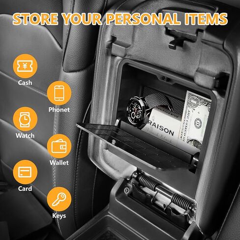 One-Touch Center Console Hidden Organizer Box Compatible with 2018-2026 Jeep Wrangler JLU 4XE & Gladiator JT Accessories 2/4 Door Armrest Secret Compartment Hidden Storage Box in Kuwait