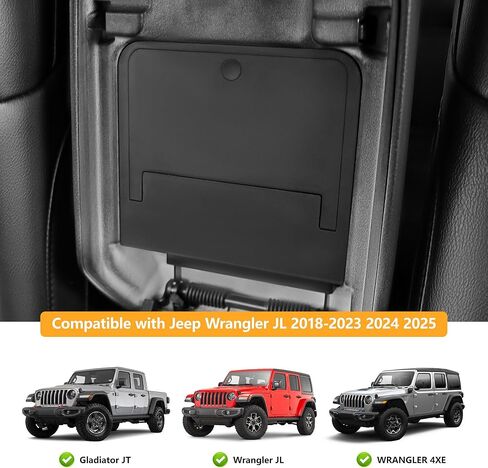 One-Touch Center Console Hidden Organizer Box Compatible with 2018-2026 Jeep Wrangler JLU 4XE & Gladiator JT Accessories 2/4 Door Armrest Secret Compartment Hidden Storage Box in Kuwait