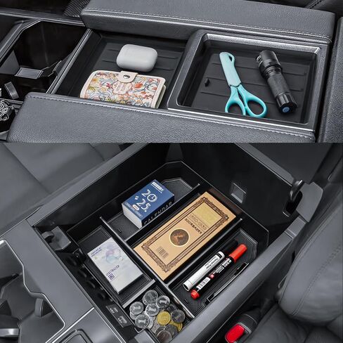 RUNROAD Center Console Organizer Tray Compatible with Toyota Tundra 2022 2023 2024 2025 2026 Accessories, Insert Armrest Tray for Tundra SR SR5 Limited Rubber Liner Mats Secondary Storage Box in Saudi Arabia