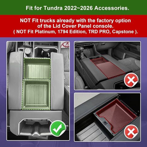 RUNROAD Center Console Organizer Tray Compatible with Toyota Tundra 2022 2023 2024 2025 2026 Accessories, Insert Armrest Tray for Tundra SR SR5 Limited Rubber Liner Mats Secondary Storage Box in Saudi Arabia