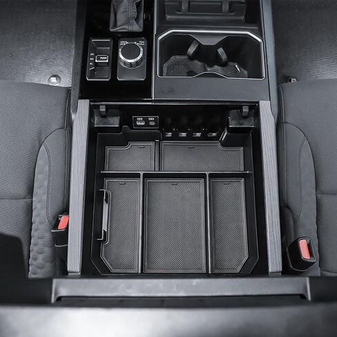 RUNROAD Center Console Organizer Tray Compatible with Toyota Tundra 2022 2023 2024 2025 2026 Accessories, Insert Armrest Tray for Tundra SR SR5 Limited Rubber Liner Mats Secondary Storage Box in Saudi Arabia
