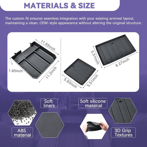 RUNROAD Center Console Organizer Tray Compatible with Toyota Tundra 2022 2023 2024 2025 2026 Accessories, Insert Armrest Tray for Tundra SR SR5 Limited Rubber Liner Mats Secondary Storage Box in Saudi Arabia
