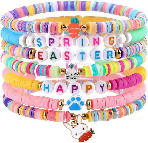 Easter Gifts for Adults, Easter Colorful Bead Bracelets Basket Stuffers，Bunny Bracelet for Women in Saudi Arabia