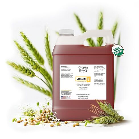 Pure Vitamin E Oil- D-Alpha Tocopherol 100% Pure & All Natural 1 Fl Oz Glass Bottle & Dropper 42,500 IUs - Not a Blend, Thick, Amber Color, Nutty Aroma From Wheat Germ - Face Body Hair in Kuwait