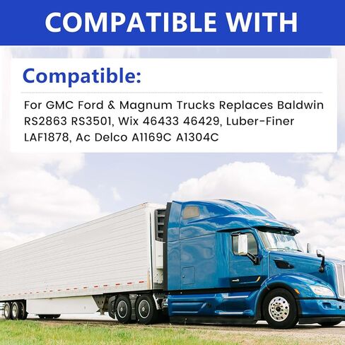 P527484 P527680 Air Filter Kit - Fit for GMC Ford & Magnum Trucks Replaces Baldwin RS2863 RS3501, Wix 46433 46429, Luber-Finer LAF1878, Ac Delco A1169C A1304C AF4878 AF25215 in Kuwait