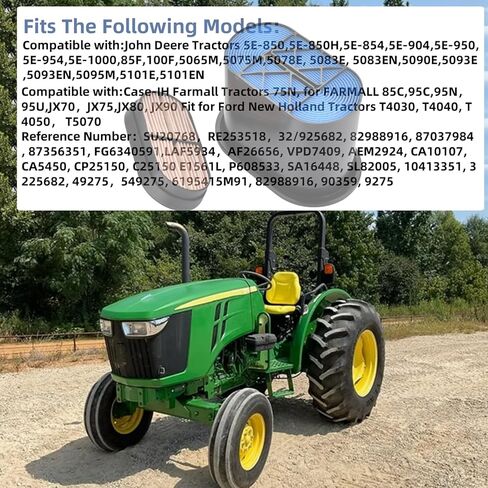 SU20768 RE253518 Air Filter Compatible With John Deere 5065M 5075M 5095M for Ford New Holland T4030 T4040 T4050 T5070 Replace LAF5934 FG6340591 87037984 in Kuwait