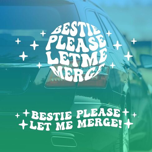 Bestie Please Let Me Merge Bumper Sticker, Funny Car Stickers for Women, Self Adhesive Car Stickers 2 Sizes for Bumper, Truck, Motorcycles, Bicycles, Car Window Decals (Pink) in Saudi Arabia