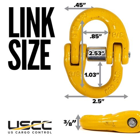 US Cargo Control 3/8 Inch Safety Chain Connector Links (4-Pack), G80 Tow Hitch Hammerlock Coupling Link, 7,100 LBS Working Load Limit, Hammerlock Safety Chain Connector for Overhead Lifting in Saudi Arabia