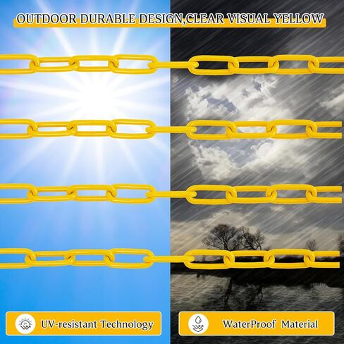 Moxweyeni 3/16" x 32 ft Grade 30 Safety Chain Yellow Coated Carbon Steel Proof Coil Chain for Towing Logging Agriculture Swing Set Fence Gate Barrier Outdoor in Kuwait