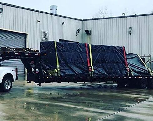 Mytee Products 16' x 16' Flatbed Truck 18 Oz Steel Tarp with 4 FT Drop - Black Heavy Duty Vinyl Waterproof Tarp for Trailers to Protect Cargo from Wind, Rain, Snow and Sun in Saudi Arabia