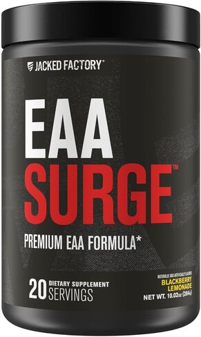 مسحوق الأحماض الأمينية الأساسية EAA Surge - مكمل للتمرين الداخلي EAAS وBCAA مع L-سيترولين وتورين والمزيد لبناء العضلات والقوة والتحمل والتعافي - مانجو الخوخ، 20 فولت in Kuwait